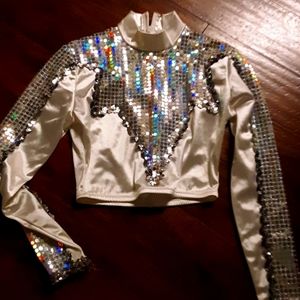 Womens sequin satin crop top